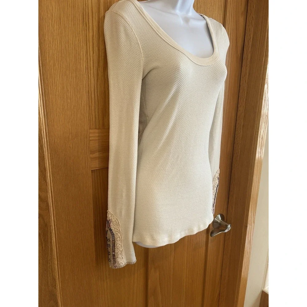 Free People Vintage Fiesta Meadow‎ Embellished Thermal Waffle Anthropologie M